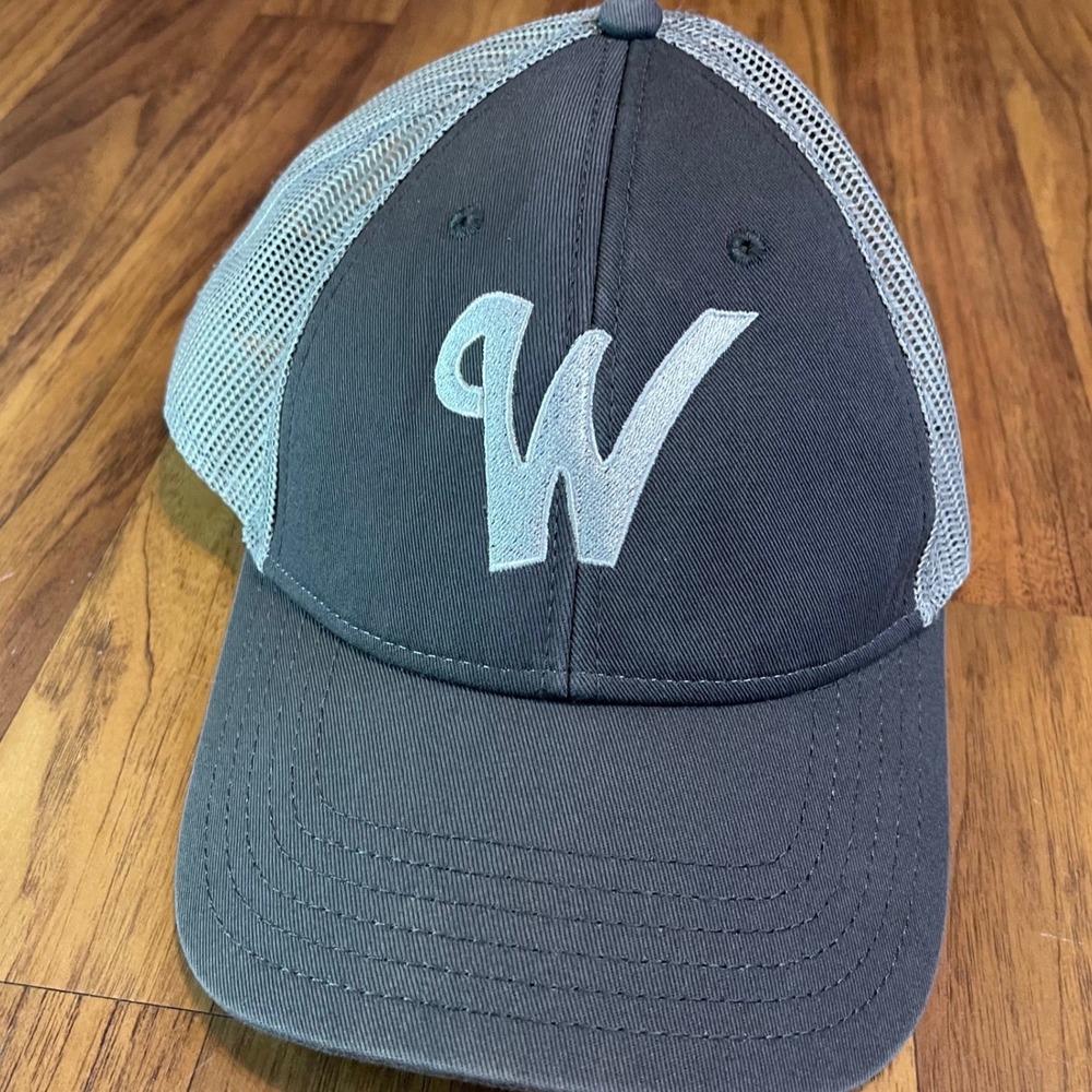 Cap America Trucker Hat Mens OSFA Letter W Embroidered Mesh Snapback Grey Cap